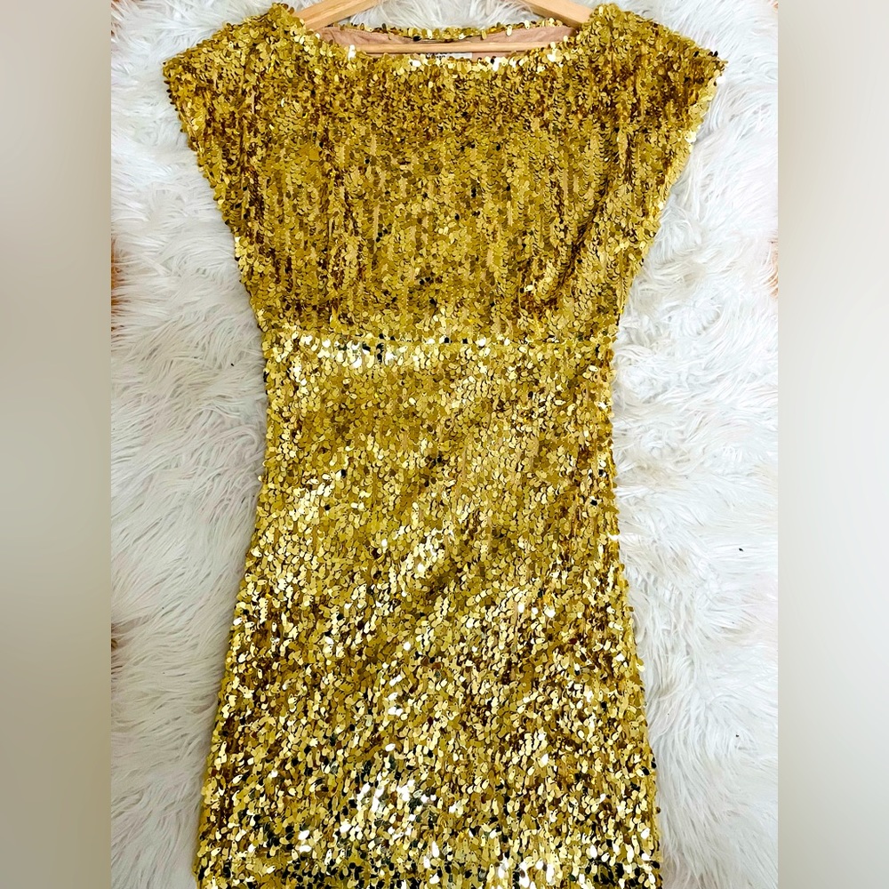 Paul & Joe gold sequin mini dress size 38